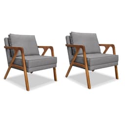 Conjunto com 2 Poltronas Laura Linho Cinza