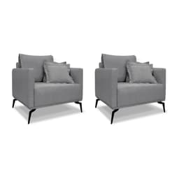 Conjunto com 2 Poltronas Lazio Linho Cinza