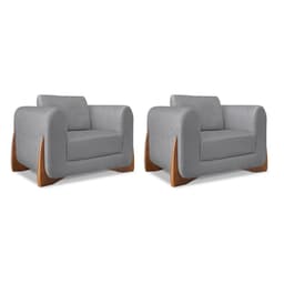 Conjunto com 2 Poltronas Yves Linho Cinza