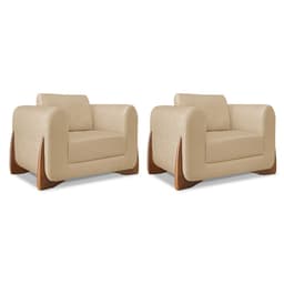 Conjunto com 2 Poltronas Yves Linho Dourado