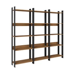 Conjunto com 3 Estantes Elara Mel e Preto