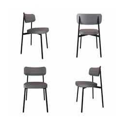 Conjunto de 4 Cadeiras Alloa Cinza e Preta