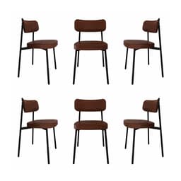 Conjunto de 6 Cadeiras Alloa Marrom e Preta