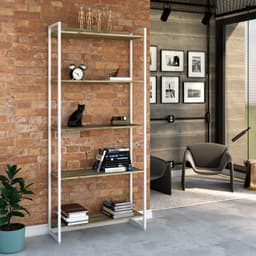 Estante Studio Carvalho e Branca 80x187 cm