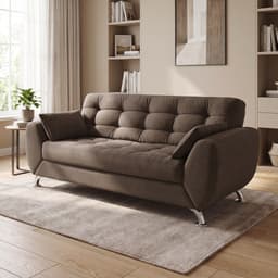 Sofá 3 Lugares Larissa Suede Castanho
