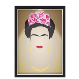 Quadro Caixa Com Led Frida Marrom