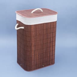 Cesto Bambu com Forro Marrom e Branco 60 cm