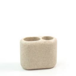 Porta Escova de Dente Resina Oval Areia