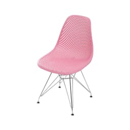 Cadeira Colmeia Rosa e Cromada