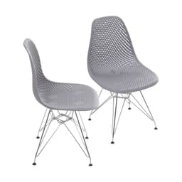 KIT 2 CADEIRAS 1119 PP CINZA BASE METAL