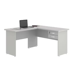 Escrivaninha em L com 02 Gavetas Chair Cinza
