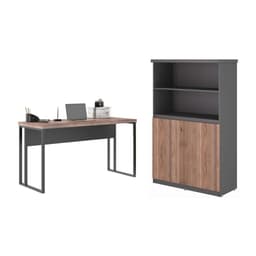 Mesa 1,20 com Estante Brasil Noce Preto