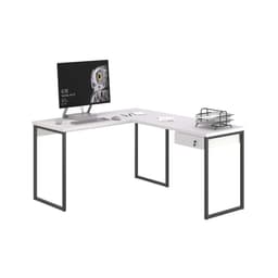 Mesa em L com 1 Gavetas Ferv Branco