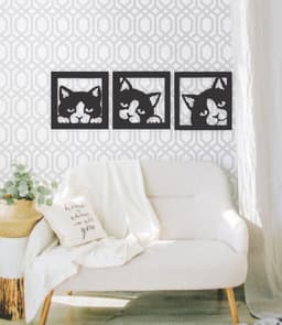 Quadros Decorativos Gatos 30x90