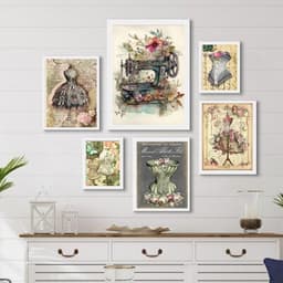 Kit 6 Quadros Atelier Costura