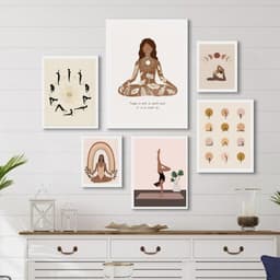 Kit 6 Quadros Decorativos Yoga