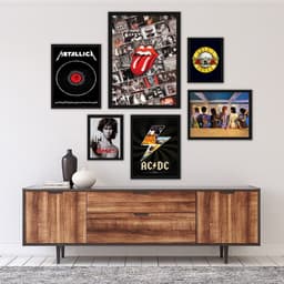 Kit 6 Quadros Rock Bandas