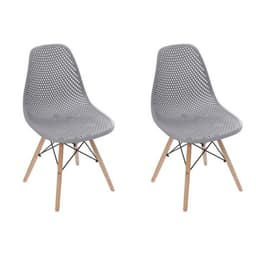 Kit 2 Cadeiras Eames Jantar Colmeia Cinza