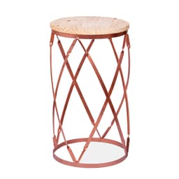 Mesa Lateral Redonda Stylo Madeira e Bronze