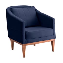 Poltrona Agatha Veludo Azul e Natural