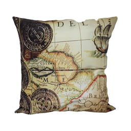 Almofada Mapa Antigo Marrom 42x42cm Uniart