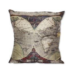 Almofada Mapa Mundi Marrom 42x42cm Uniart