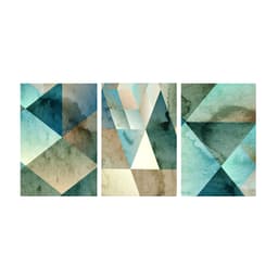 Conjunto com 3 Quadros Decorativos Geo Verde