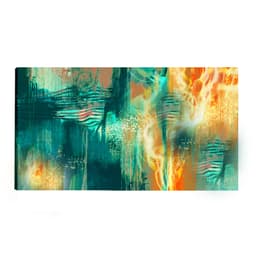 Quadro Abstrato Azul e Amarelo 55x100cm