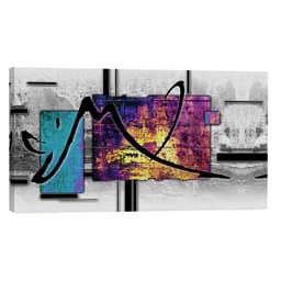 Quadro Abstrato Azul e Lilás 55x100cm
