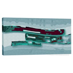Quadro Abstrato Azul e Vinho 55x100cm