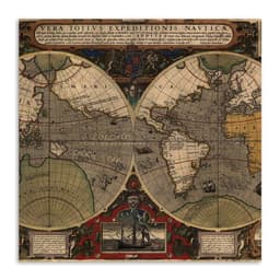 Quadro Mapa Mundi Uniart Marrom 30x30cm