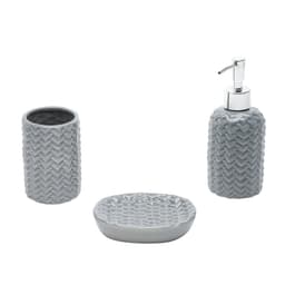 Kit Banheiro Relief Cinza 9x18x20 cm