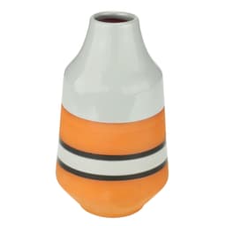 Vaso Decorativo Tribal I Cinza e Laranja