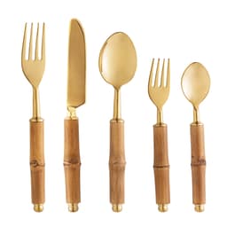 Jogo de Talheres com 6 Peças Bambu Dourado