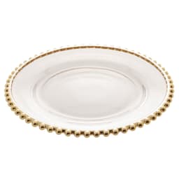 Prato Pearl com Borda Dourado 20 cm