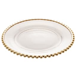 Prato Pearl com Borda Dourado 28 cm