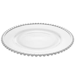Prato Pearl com Borda Prateado 28 cm