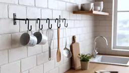Barra Pendurar Utensílios + Ganchos Barrinha multiuso Organizador