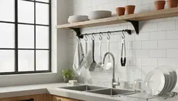 Barra Utensílios 60cm Cozinha Multiuso Talher Ganchos