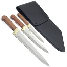 Kit Churrasco e Cozinha Arkhip Trichef 12'' 9'' 6'' Cabo Madeira Bainha