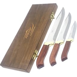 Kit Churrasco e Cozinha Arkhip Trichu 10'' 8'' 5'' Cabo Madeira Caixa