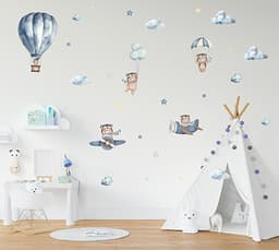 Adesivo de Parede Infantil Urso Aviador