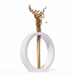 Vaso Decorativo Solitário Argola 16,5cm Artesanal em Cimento - Branco