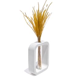 Vaso Decorativo Solitário Retangular 16,5cm Artesanal em Cimento - Branco