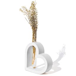 Vaso Solitário Hidropônico Coração Vazado 16,5cm em Cimento - Branco