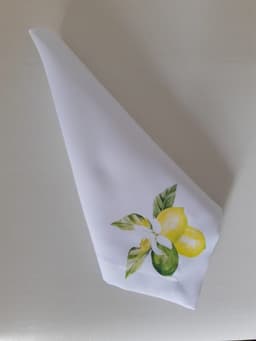 Jogo 4 Guardanapo mesa decorativo 45x45 limão designer branco/verde