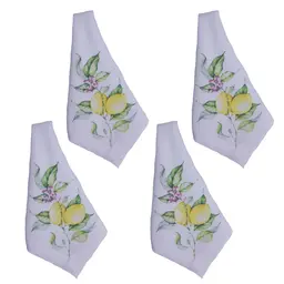 Jogo 4 Guardanapo tecido decorado 45x45 Limões luxo premium