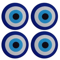 Jogo 4 capas sousplat redondo tecido decorado 35x35 Olho Grego luxo