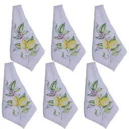 Jogo 6 Guardanapo tecido decorado 45x45 Limões luxo premium