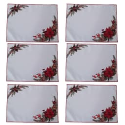 Jogo 6 Lugares Americanos 50x37 flor de natal mesa posta